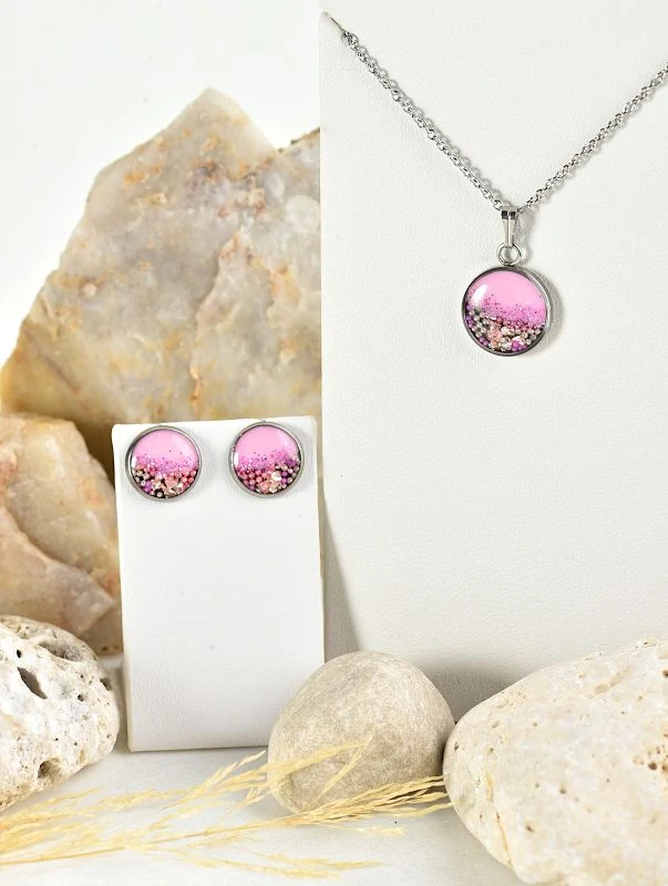 Růžová souprava s kamínky, mini kolo
