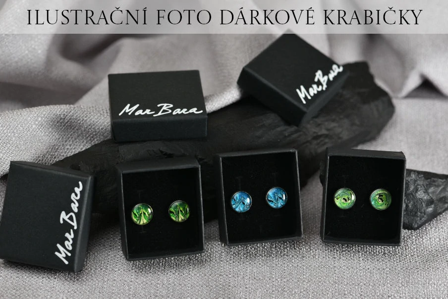 Zelené náušnice, malba, mramor, kolo