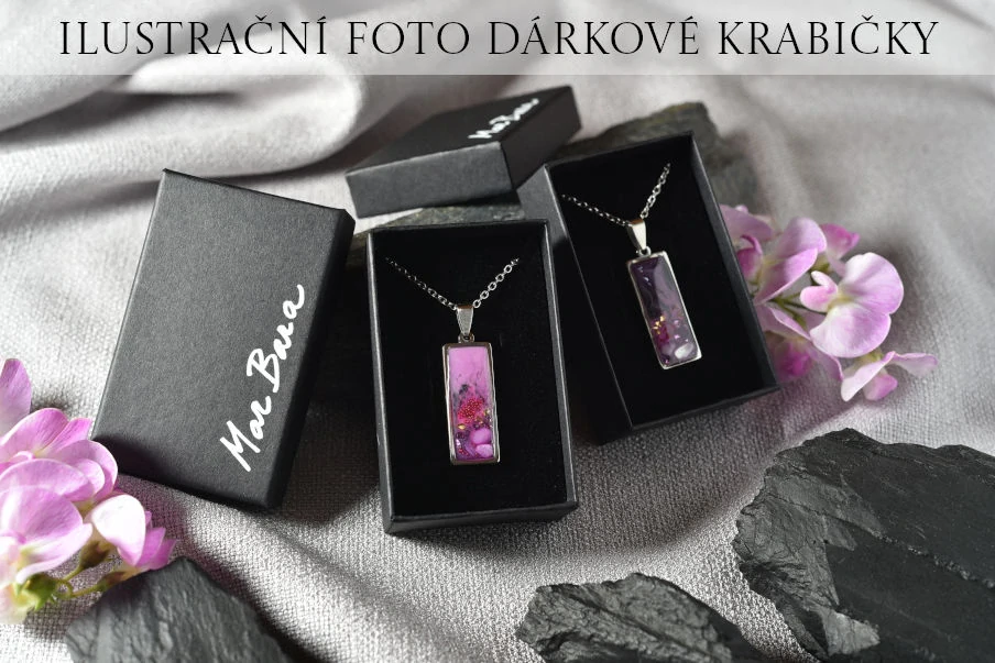 Růžový (1) náhrdelník s kamínky, obdélník