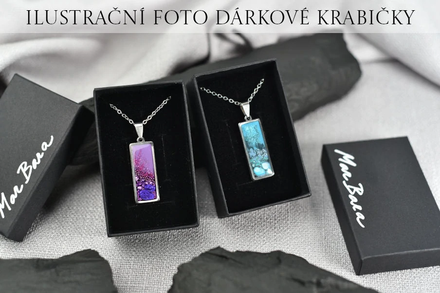 Modrý náhrdelník s kamínky, obdélník